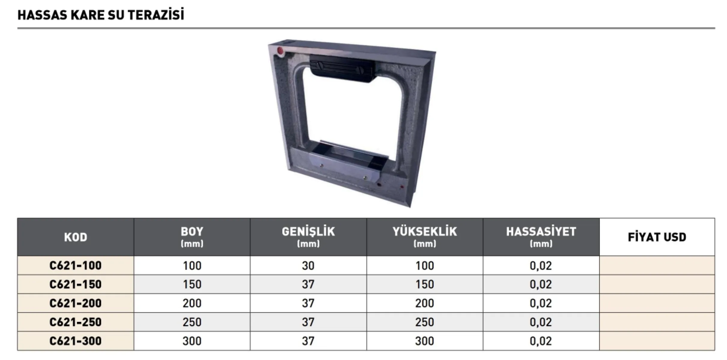 Fett 250X37mm Pld Hassas Kare Su Terazisi