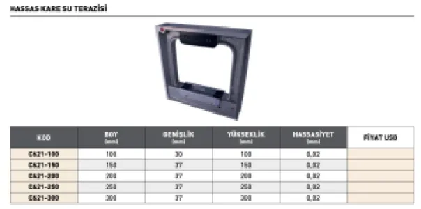 Fett 250X37mm Pld Hassas Kare Su Terazisi