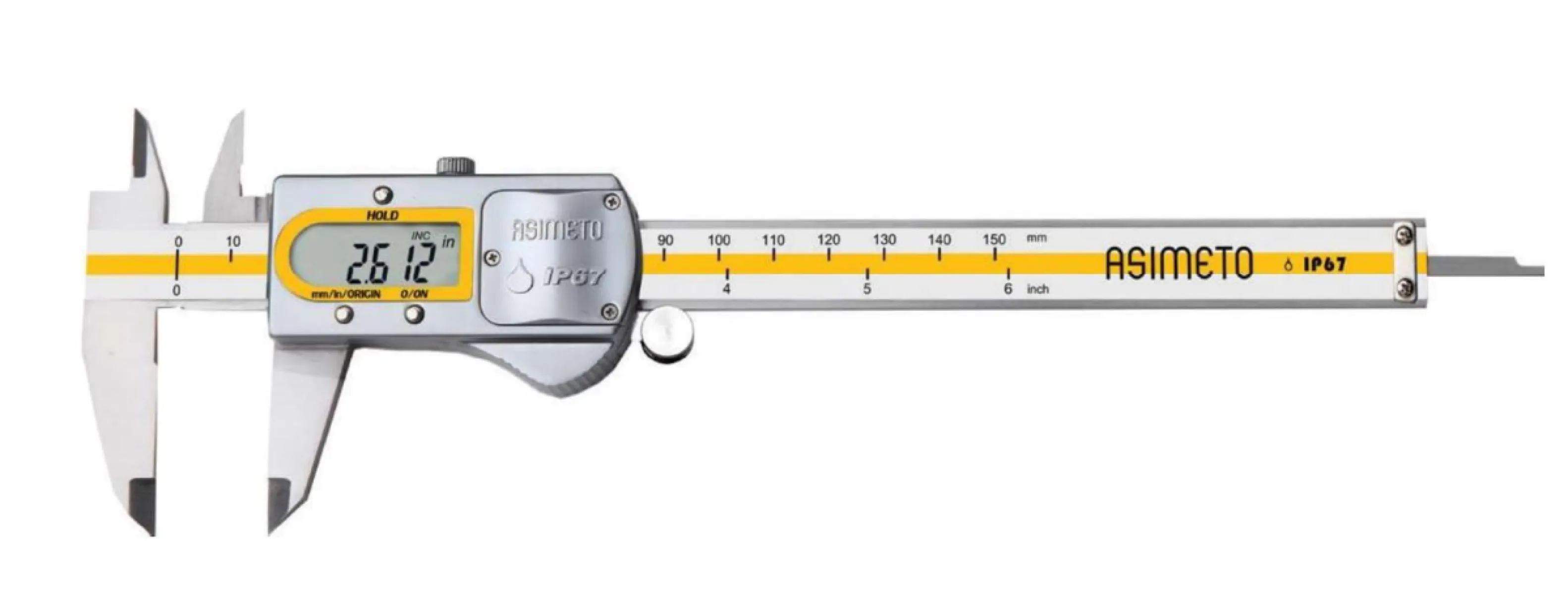 Fett 0-150mm Asimeto Ip67 Su Geçirmez Metal Kasa Dijital Kumpas As-305062