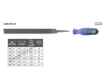 Tome Saplı Lama Eğe Orta Diş 100mm