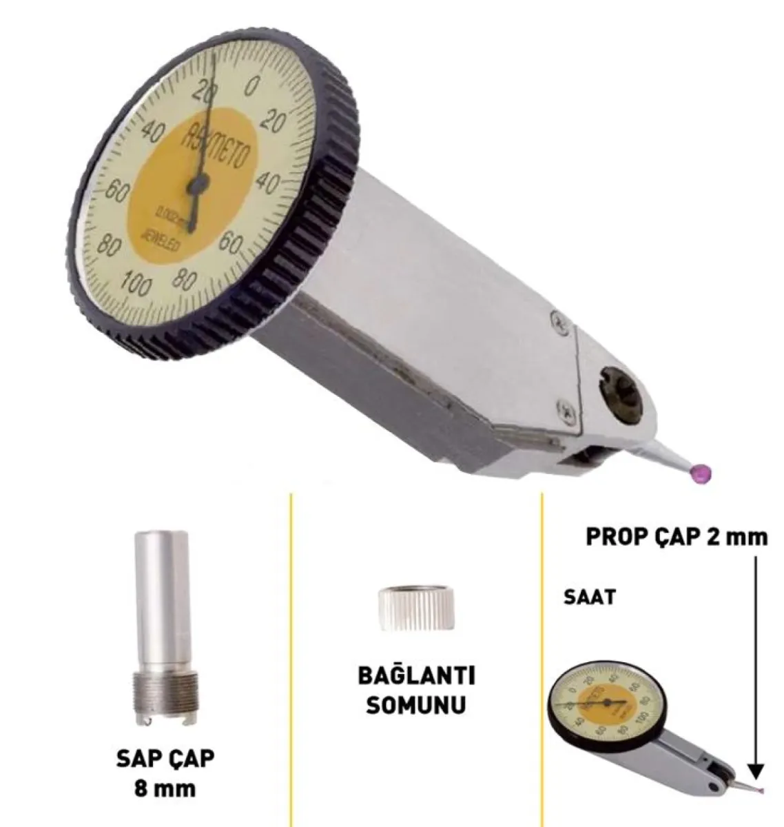 Fett 0,5mm Asimeto Dikey Temel Salgı Komparatör Saati As-502054