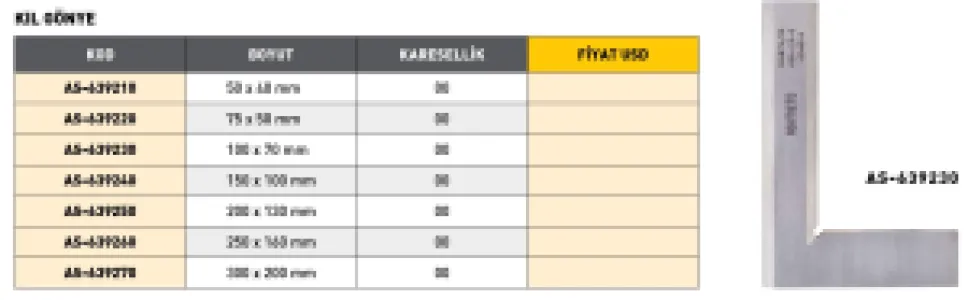 Fett 50X 40mm Asimeto Metal Kıl Gönye As-639210