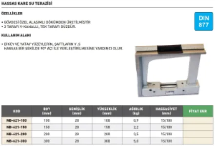 Fett 150mm Kinex Dın877 Hassas Kare Su Terazisi Nb-621-150