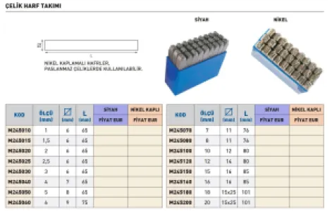 Fett 4mm Masus Nikel Çelik Harf Takımı M245040