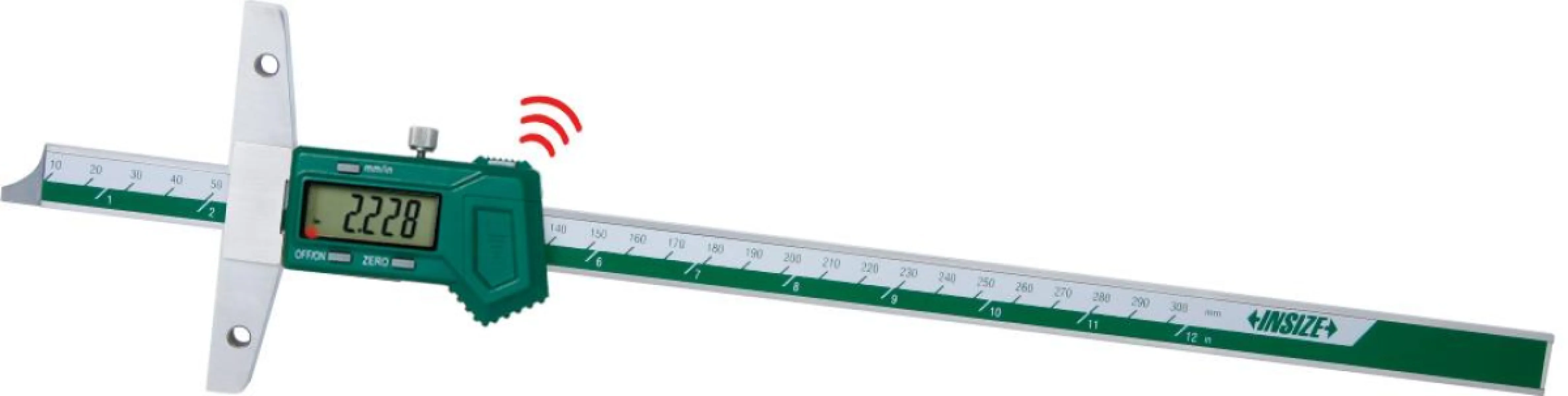 İnsize 0-500mm/0-20" Dijital Derinlik Kumpasi (Delikli Model) - Kablosuz Veri Aktarımı, Hassasiyet: 0.01mm/0.0005"
