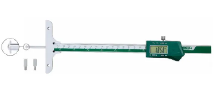 İnsize 0-200mm/0-8" Dijital Derinlik Kumpası (Yuvarlak Derinlik Çubuklu), Hassasiyet: 0.01mm/0.0005"
