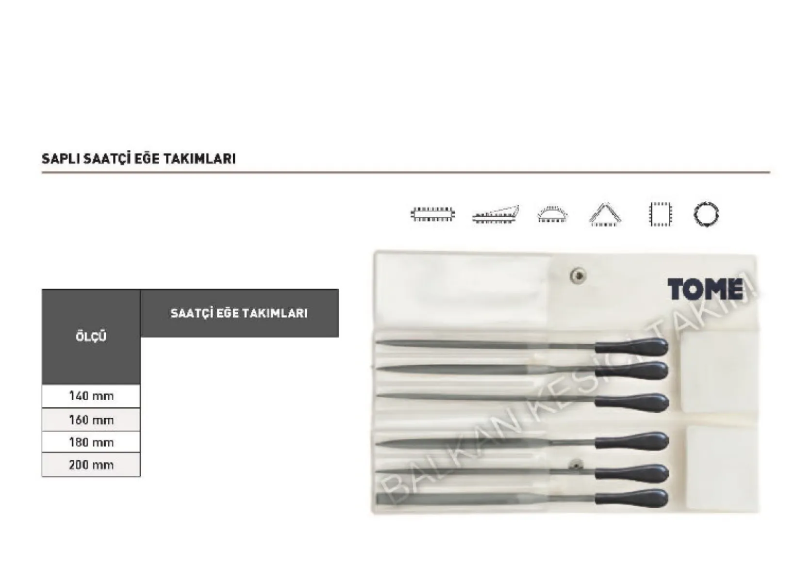Tome Saplı Saatçi Eğe Takımı 6 Parça Set 160mm