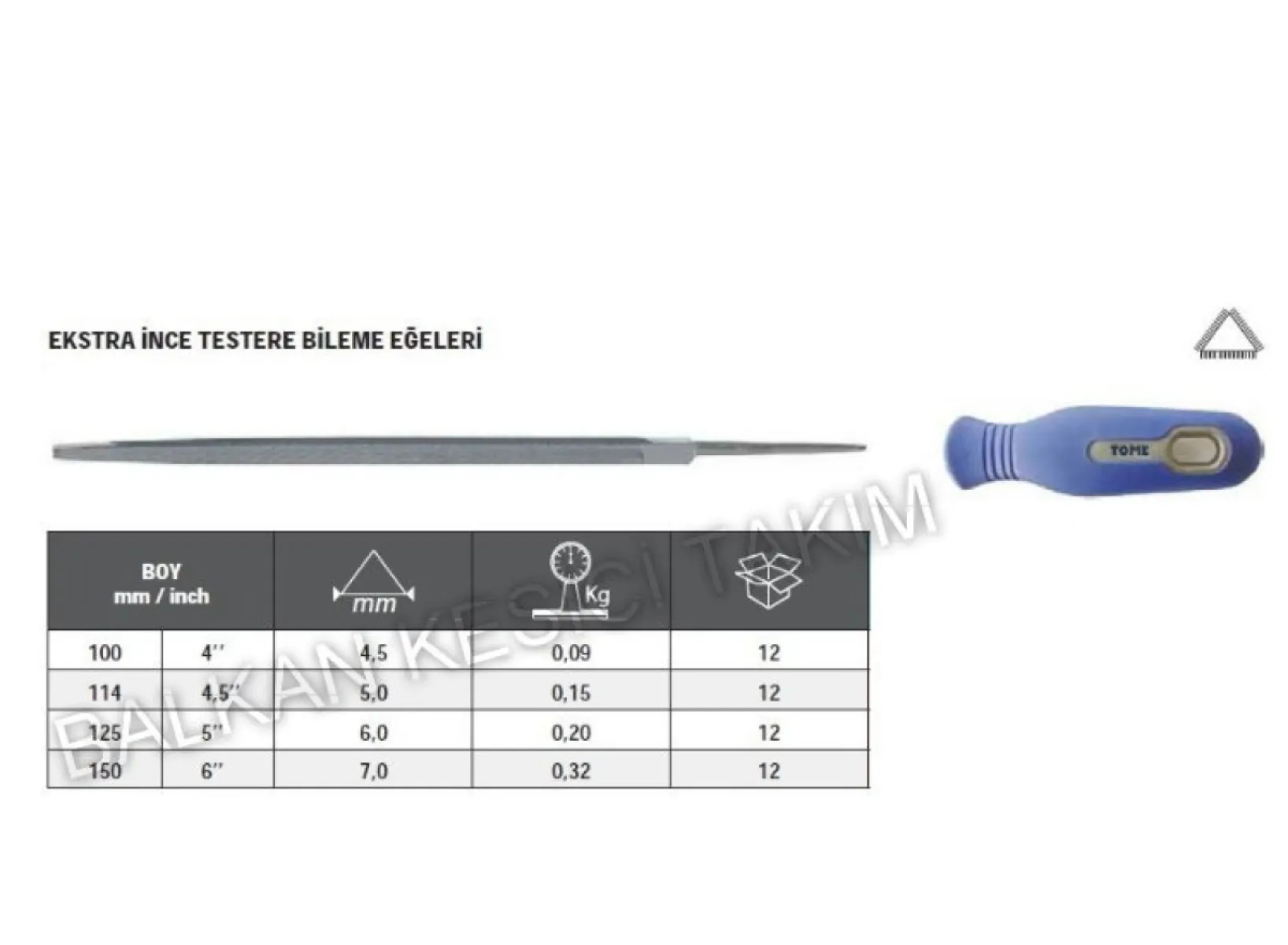 Tome Ekstra İnce Testere Bileme Eğesi 125mm
