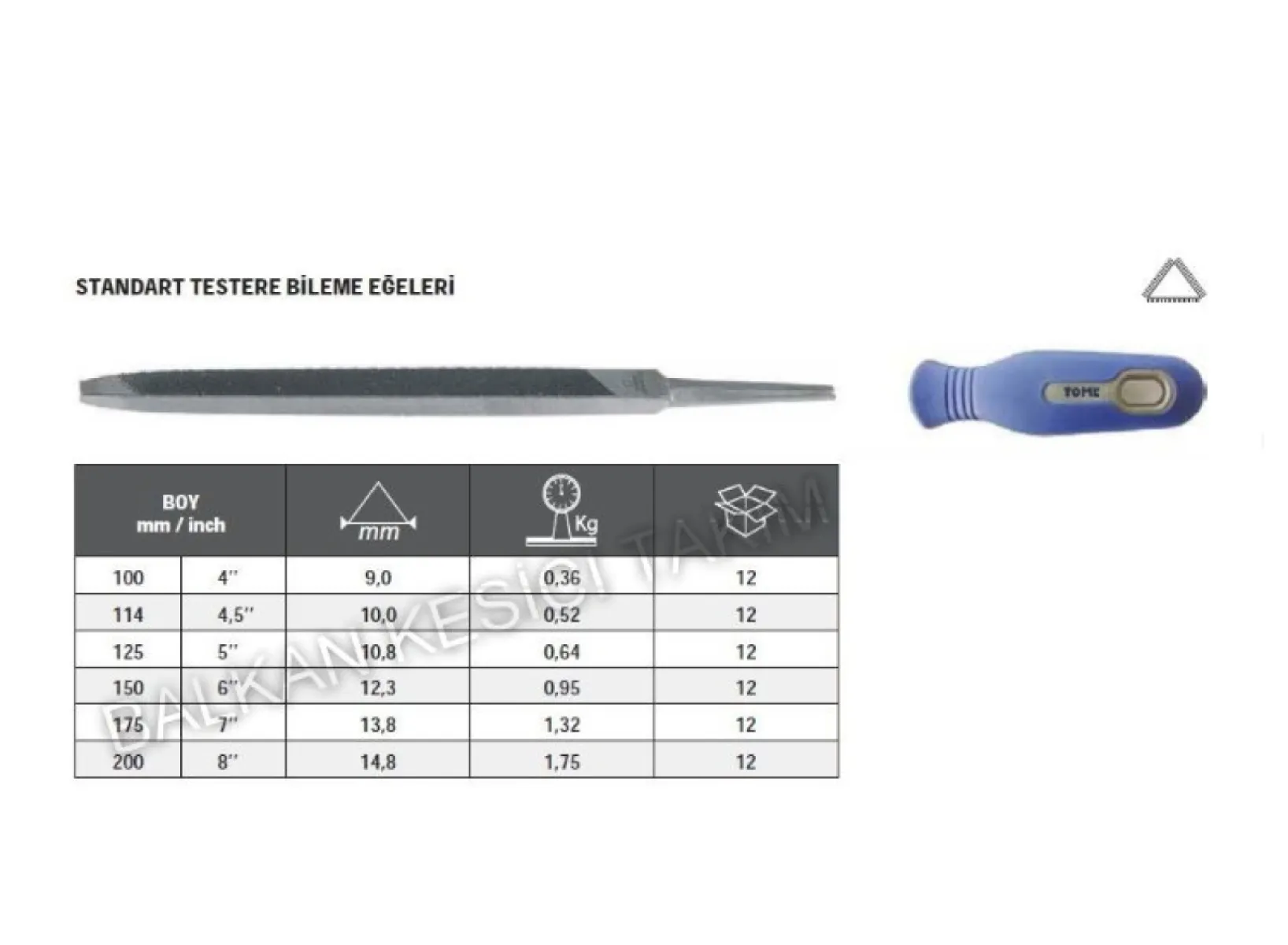 Tome Standart Testere Bileme Eğesi 114mm